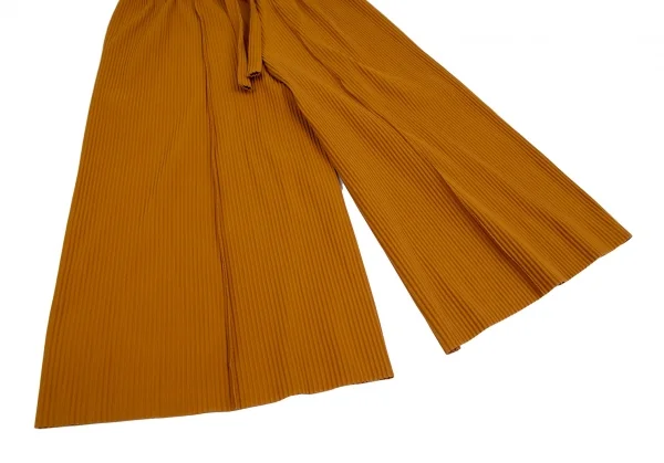 イッセイミヤケ ミーISSEY MIYAKE me ウエストドローコードファインニットプリーツワイドパンツ 茶F K-111440_006