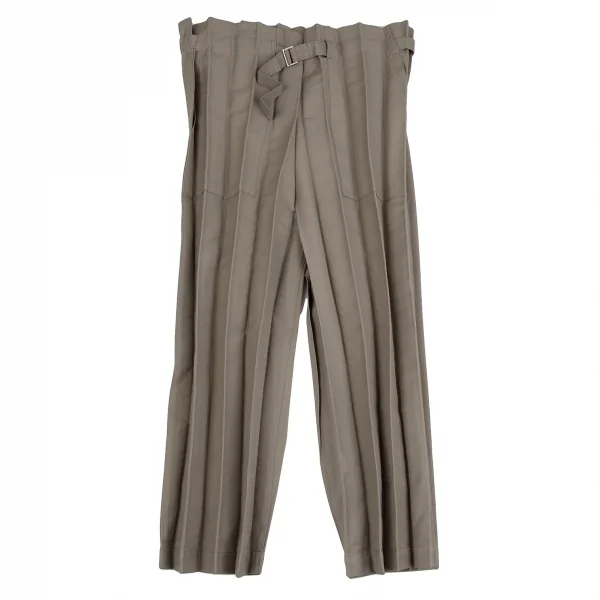 イッセイミヤケ ミーISSEY MIYAKE me プリーツベルテッドワイドパンツ モカF K-111442_001