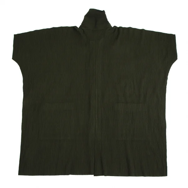 イッセイミヤケ ミーISSEY MIYAKE me A-POC INSIDE プリーツカッティングドルマンロングシャツ 深緑F K-111461_010