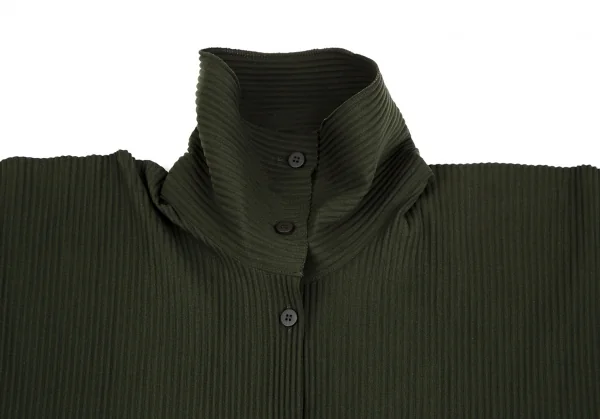 イッセイミヤケ ミーISSEY MIYAKE me A-POC INSIDE プリーツカッティングドルマンロングシャツ 深緑F K-111461_003
