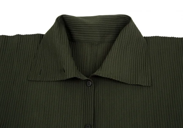 イッセイミヤケ ミーISSEY MIYAKE me A-POC INSIDE プリーツカッティングドルマンロングシャツ 深緑F K-111461_004