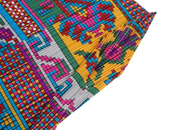 プリーツプリーズPLEATS PLEASE 斜行カラフルブロックプリントノースリーブワンピース マルチ3 K-111472_006