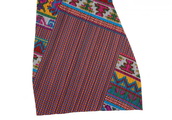 プリーツプリーズPLEATS PLEASE 斜行カラフルブロックプリントノースリーブワンピース マルチ3 K-111472_007