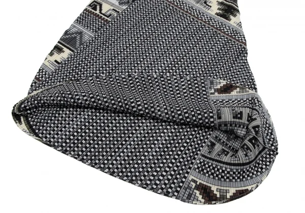 プリーツプリーズPLEATS PLEASE 斜行ブロックプリントプリーツノースリーブワンピース グレーマルチ1 K-111473_008