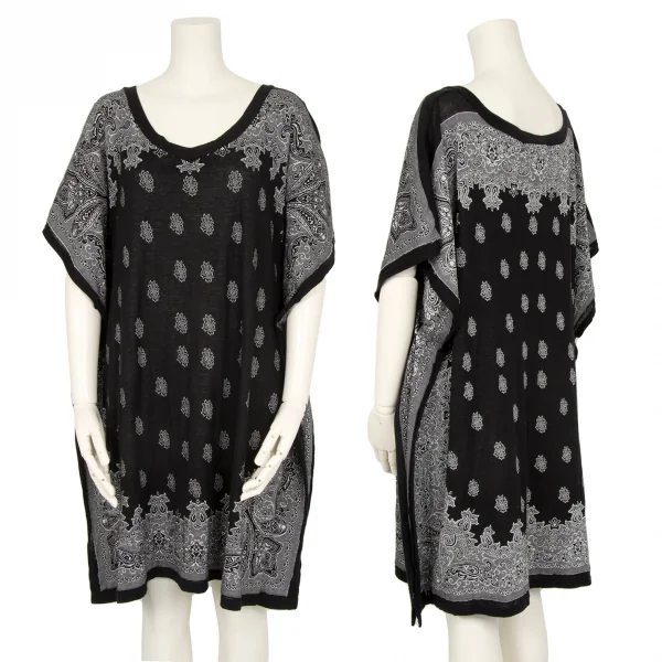 リミフゥLIMI feu ペイズリージャガードスクエアシルエットチュニック 黒S K-111486_001