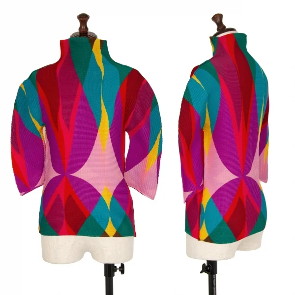 イッセイミヤケミーISSEY MIYAKE me カラフルプリントハイネックカットソー マルチF K-111489_001