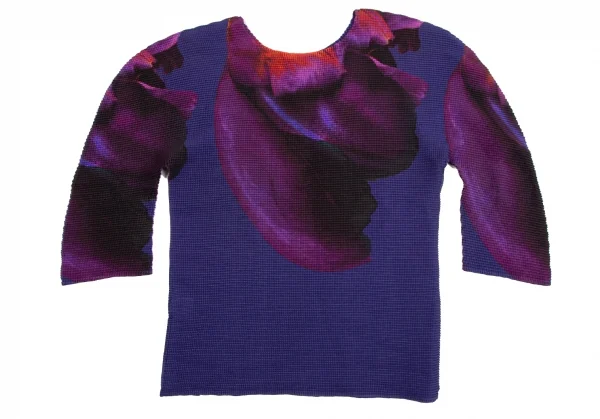 イッセイミヤケミーISSEY MIYAKE me グラフィックプリントカットソー 青マルチF K-111490_009