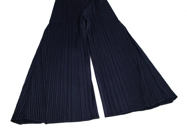 プリーツプリーズPLEATS PLEASE プリーツカーブ切替ワイドパンツ 紺4 K-111495_004