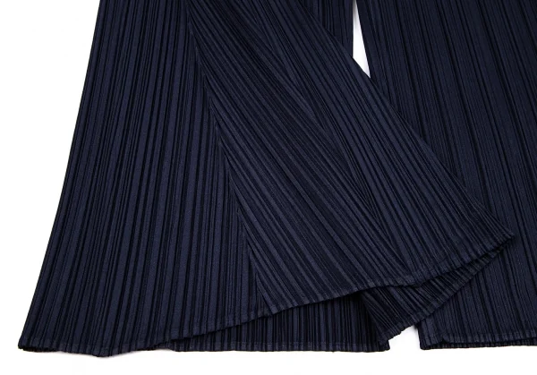 プリーツプリーズPLEATS PLEASE プリーツカーブ切替ワイドパンツ 紺4 K-111495_005