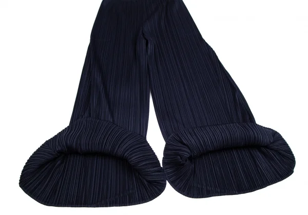 プリーツプリーズPLEATS PLEASE プリーツカーブ切替ワイドパンツ 紺4 K-111495_006