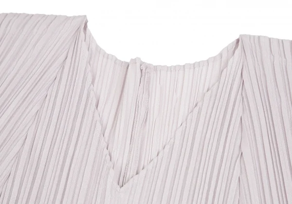 プリーツプリーズPLEATS PLEASE プリーツフレアシルエットVネックノースリーブワンピース ライトモカグレー2 K-111500_004