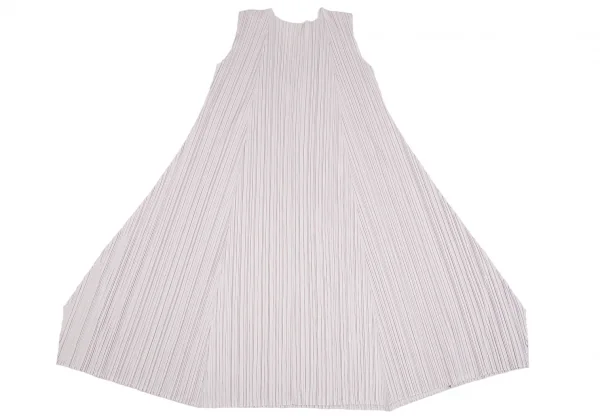 プリーツプリーズPLEATS PLEASE プリーツフレアシルエットVネックノースリーブワンピース ライトモカグレー2 K-111500_008