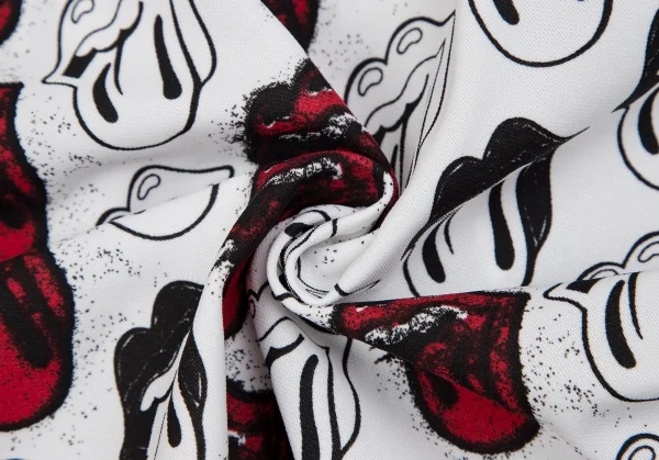 コムデギャルソン オムプリュスCOMME des GARCONS HOMME PLUS ローリングストーンズ リップアンドタン総柄プリントインサイドアウトノースリーブ 白M K-111521_012