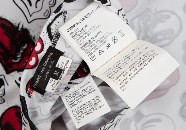 コムデギャルソン オムプリュスCOMME des GARCONS HOMME PLUS ローリングストーンズ リップアンドタン総柄プリントインサイドアウトノースリーブ 白M K-111521_013