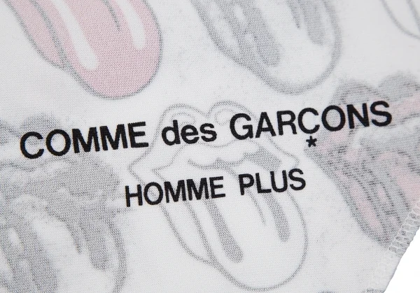 コムデギャルソン オムプリュスCOMME des GARCONS HOMME PLUS ローリングストーンズ リップアンドタン総柄プリントインサイドアウトノースリーブ 白M K-111521_008