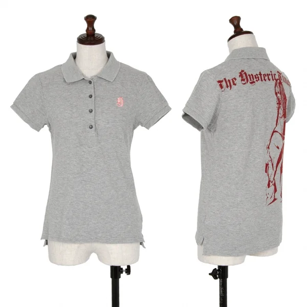 ヒステリックグラマーHYSTERIC GLAMOUR バックガールプリントポロシャツ グレーF K-111533_001