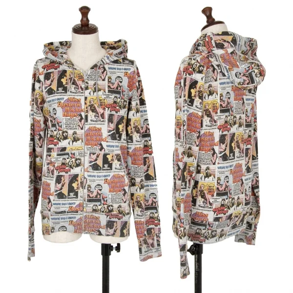 ヒステリックグラマーHYSTERIC GLAMOUR アメコミガールプリントジップアップパーカー 杢グレーF K-111535_001
