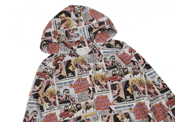 ヒステリックグラマーHYSTERIC GLAMOUR アメコミガールプリントジップアップパーカー 杢グレーF K-111535_003