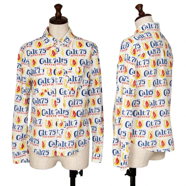 ヒステリックグラマーHYSTERIC GLAMOUR Calt75総柄プリントシャツ 白F K-111536_001