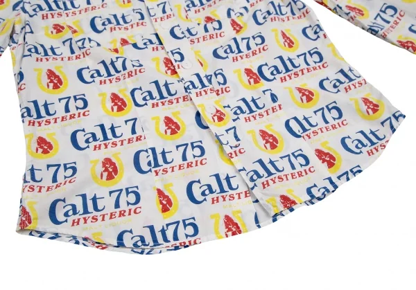 ヒステリックグラマーHYSTERIC GLAMOUR Calt75総柄プリントシャツ 白F K-111536_012