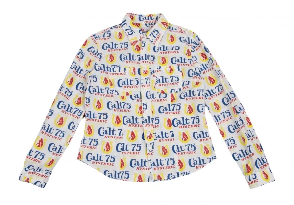ヒステリックグラマーHYSTERIC GLAMOUR Calt75総柄プリントシャツ 白F K-111536_002