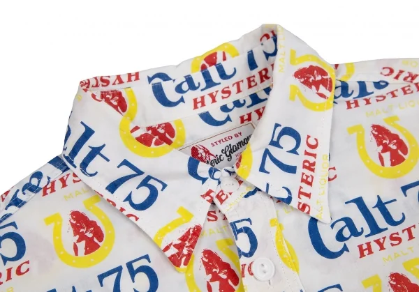 ヒステリックグラマーHYSTERIC GLAMOUR Calt75総柄プリントシャツ 白F K-111536_004