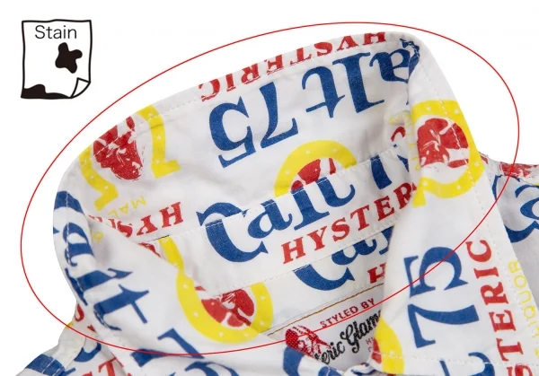 ヒステリックグラマーHYSTERIC GLAMOUR Calt75総柄プリントシャツ 白F K-111536_005