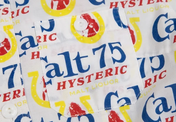 ヒステリックグラマーHYSTERIC GLAMOUR Calt75総柄プリントシャツ 白F K-111536_007