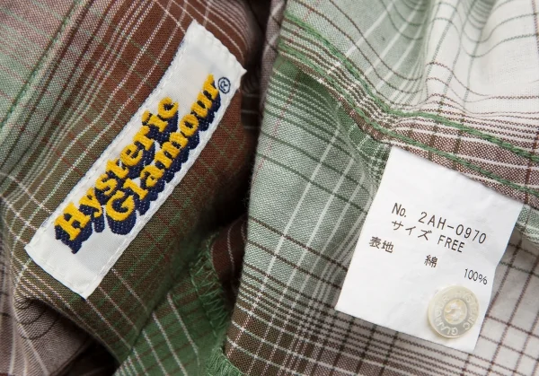 ヒステリックグラマーHYSTERIC GLAMOUR チェックウエスタンシャツ 緑白F K-111538_015