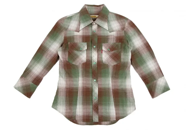 ヒステリックグラマーHYSTERIC GLAMOUR チェックウエスタンシャツ 緑白F K-111538_002