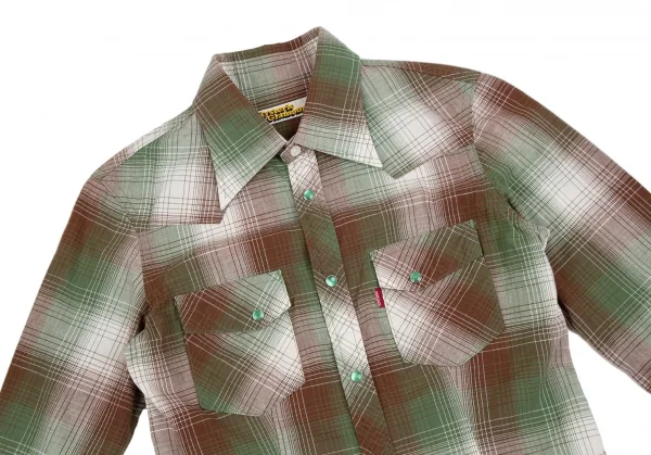 ヒステリックグラマーHYSTERIC GLAMOUR チェックウエスタンシャツ 緑白F K-111538_003