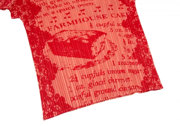 プリーツプリーズPLEATS PLEASE ケーキレシピプリントプリーツ半袖スキッパーシャツ ピンク3 K-111540_007