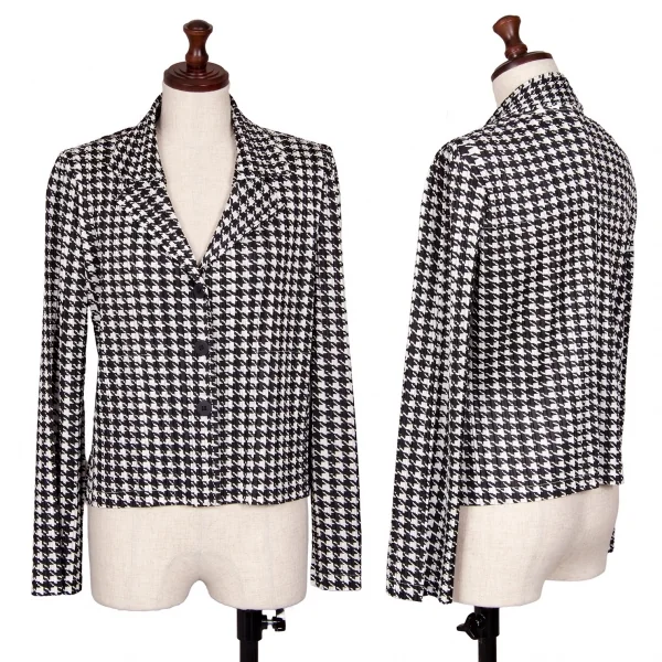 プリーツプリーズPLEATS PLEASE ハウンドトゥースプリーツジャケット 白黒3 K-111544_001