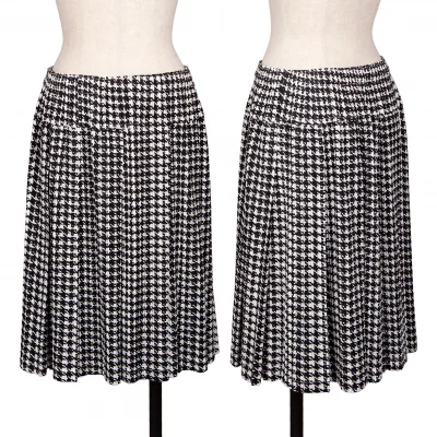 プリーツプリーズPLEATS PLEASE ハウンドトゥースプリーツスカート 白黒