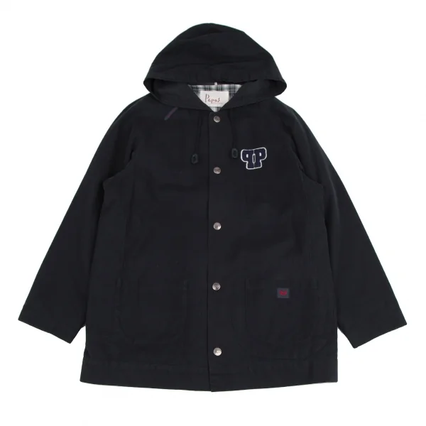 パパスPapas 裏チェックフェルトワッペンマウンテンパーカー 紺S K-111555_001