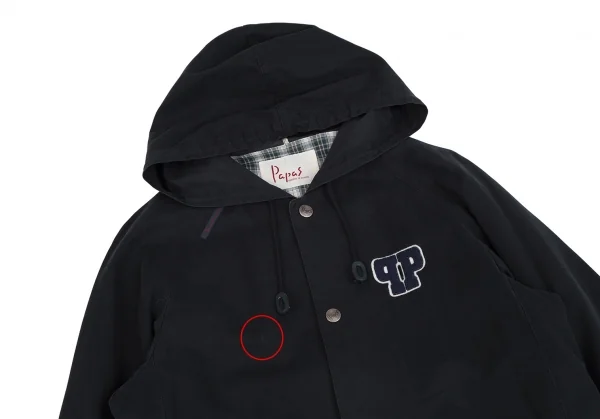 パパスPapas 裏チェックフェルトワッペンマウンテンパーカー 紺S K-111555_002