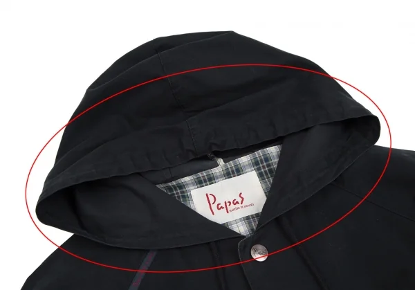 パパスPapas 裏チェックフェルトワッペンマウンテンパーカー 紺S K-111555_004