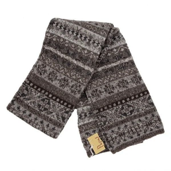 パパスPapas ノルディックボーダーニットチューブマフラー グレー K-111564_001