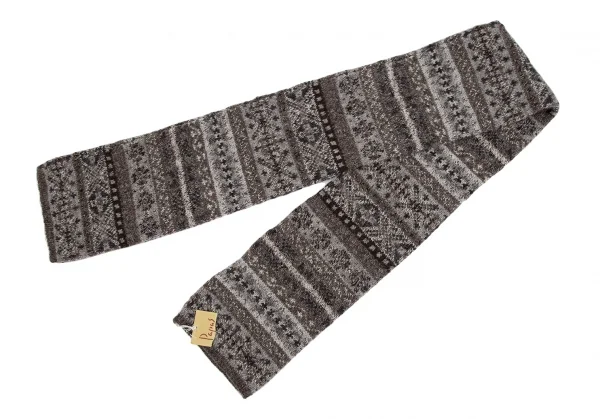 パパスPapas ノルディックボーダーニットチューブマフラー グレー K-111564_002