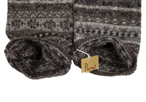 パパスPapas ノルディックボーダーニットチューブマフラー グレー K-111564_004