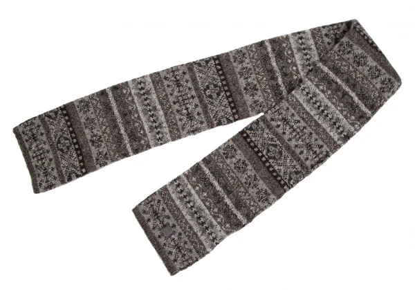 パパスPapas ノルディックボーダーニットチューブマフラー グレー K-111564_005