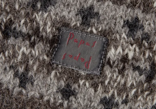 パパスPapas ノルディックボーダーニットチューブマフラー グレー K-111564_006