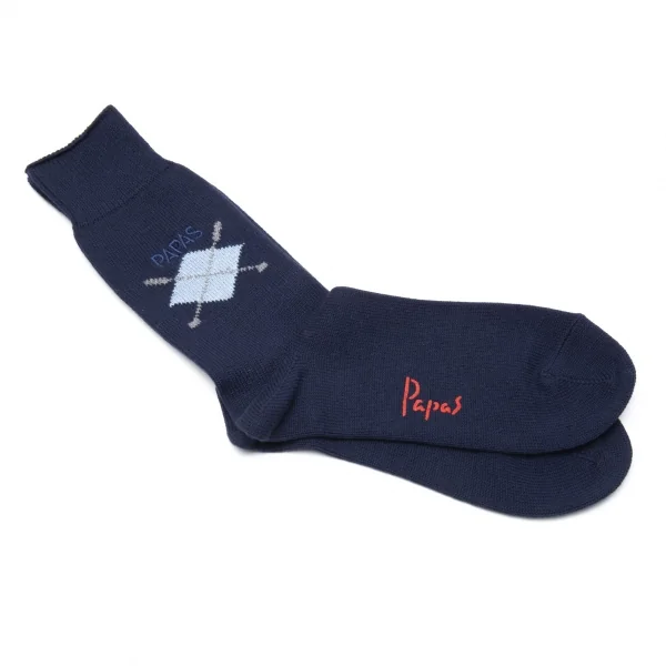 新品!パパスPapas アーガイルソックス ネイビーM位(25cm~27cm) K-111566_001