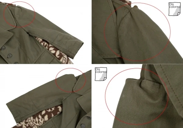 コムデギャルソンCOMME des GARCONS ダマスク柄フリースニット切替ショートジャケットドッキングコート カーキ茶S K-111571_005