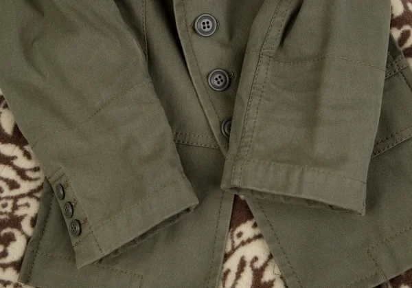 コムデギャルソンCOMME des GARCONS ダマスク柄フリースニット切替ショートジャケットドッキングコート カーキ茶S K-111571_006