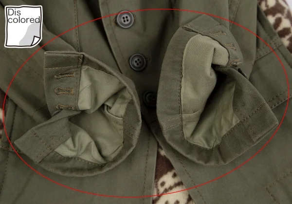 コムデギャルソンCOMME des GARCONS ダマスク柄フリースニット切替ショートジャケットドッキングコート カーキ茶S K-111571_007