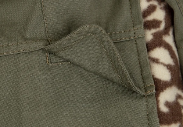 コムデギャルソンCOMME des GARCONS ダマスク柄フリースニット切替ショートジャケットドッキングコート カーキ茶S K-111571_010