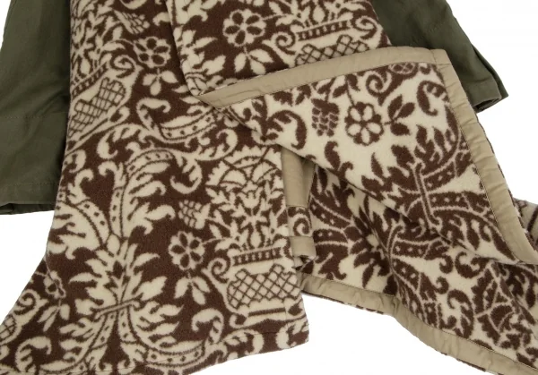 コムデギャルソンCOMME des GARCONS ダマスク柄フリースニット切替ショートジャケットドッキングコート カーキ茶S K-111571_016