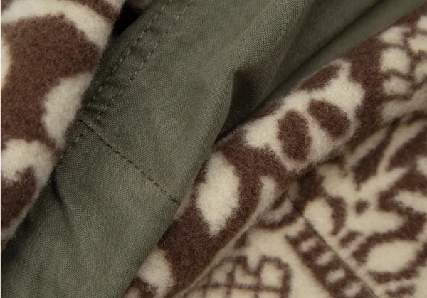 コムデギャルソンCOMME des GARCONS ダマスク柄フリースニット切替ショートジャケットドッキングコート カーキ茶S K-111571_017