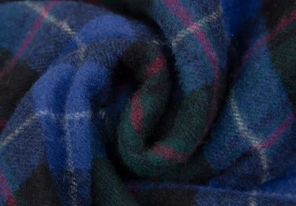 コムデギャルソンCOMME des GARCONS ウール縮絨チェックスクエアシルエットスカート 青他M位 K-111583_011